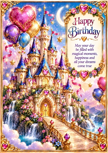 Fairy-Tale Castle A4 Portrait Birthday Card Topper