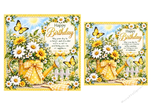 2 X Sunshine Birthday - Birthday Card Toppers 6 X 6 and 5 X 5 inch