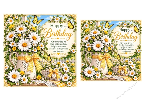 2 X Daisy Chain Birthday Card Toppers 6 X 6 and 5 X 5 inch