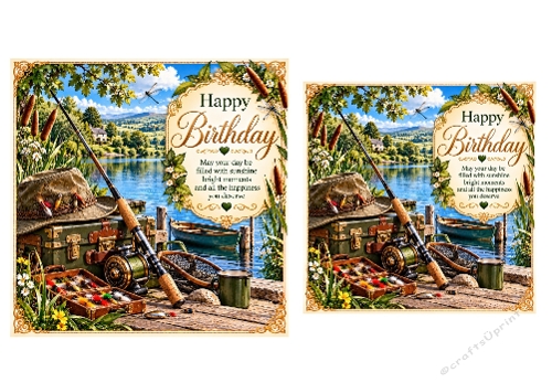 2 X The Perfect Catch Birthday Card Toppers 6 X 6 and 5 X 5 inch