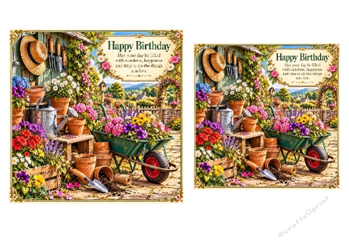 2 X Gardeners Birthday - Birthday Card Toppers 6 X 6 and 5 X 5 inch