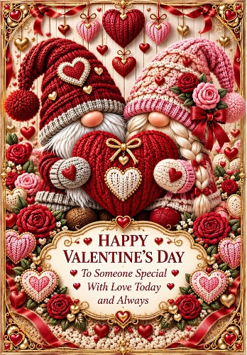 Valentine Gnome Love - A4 Portrait Valentines Day Card Topper