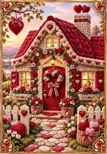 Cottage Romance - A4 Portrait Valentines Day Card Topper