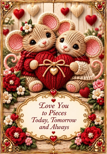 Sweetheart Mice - A4 Portrait Valentines Day Card Topper