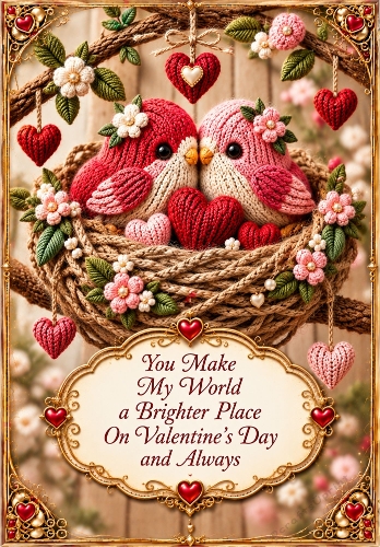 Lovebirds Nest  - A4 Portrait Valentines Day Card Topper