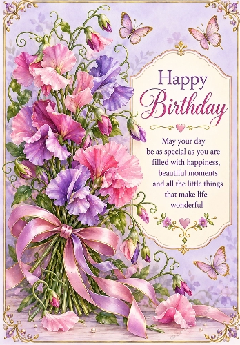 Sweet Pea - A4 Portrait Birthday Card Topper