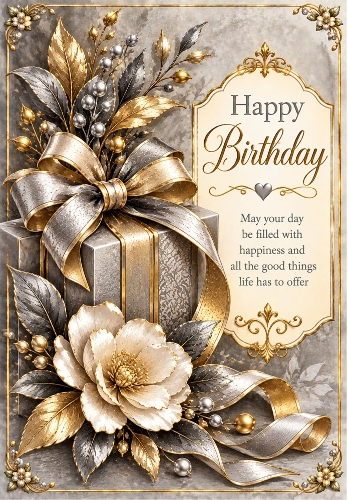 Silver Reflections - A4 Portrait Birthday Card Topper