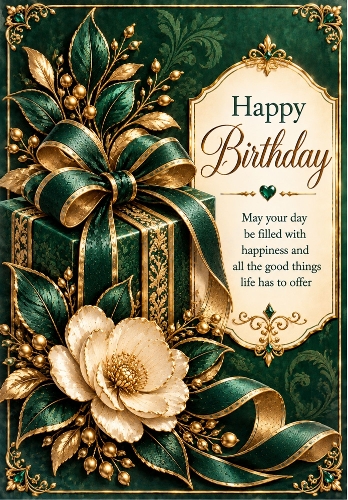 Emerald And Gold - A4 Portrait Birthday Card Topper
