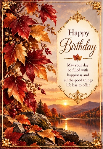 Autumn Leaves - A4 Portrait Birthday Card Topper
