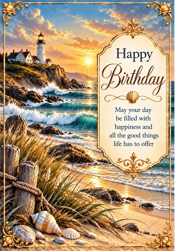 Coastal Breeze - A4 Portrait Birthday Card Topper
