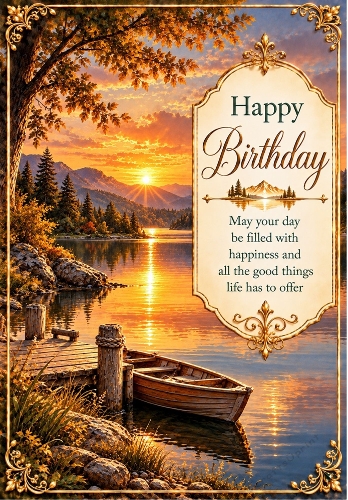 Golden Sunset - A4 Portrait Birthday Card Topper