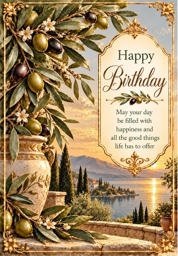 Olive And Gold - A4 Portrait Birthday Card Topper