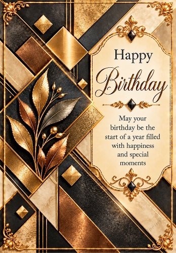 Geometric Gold - A4 Portrait Birthday Card Topper