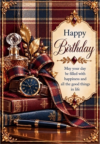 Gentlemans Plaid - A4 Portrait Birthday Card Topper