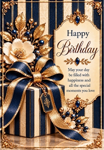 Classic Stripes - A4 Portrait Birthday Card Topper