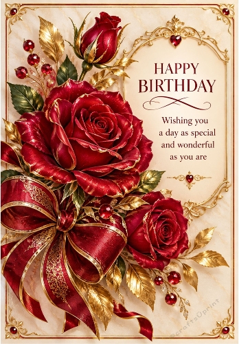 Ruby Elegance - A4 Portrait Birthday Card Topper