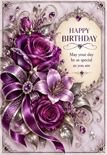 Amethyst Dreams - A4 Portrait Birthday Card Topper