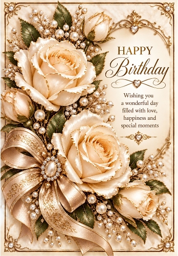 Pearl Garden  - A4 Portrait Birthday Card Topper