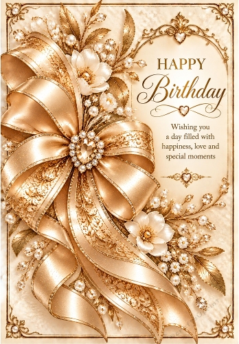 Champagne Ribbon - A4 Portrait Birthday Card Topper