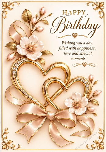 Hearts Of Gold 1 - A4 Portrait Birthday Card Topper