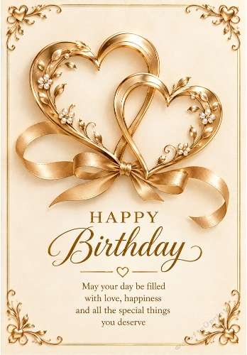 Hearts Of Gold 2 - A4 Portrait Birthday Card Topper