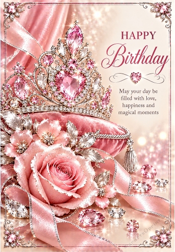 Crystal Princess - A4 Portrait Birthday Card Topper