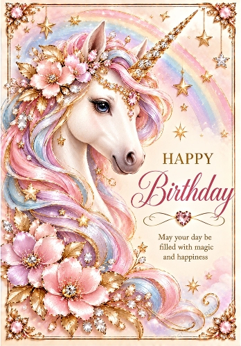 Dreamy Unicorn - A4 Portrait Birthday Card Topper