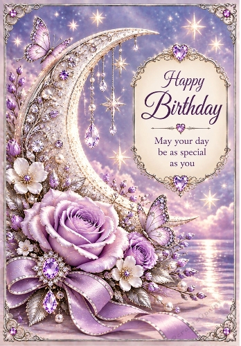 Silver Moon Princess - A4 Portrait Birthday Card Topper