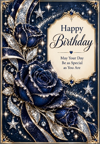 Midnight Glitter - A4 Portrait Birthday Card Topper
