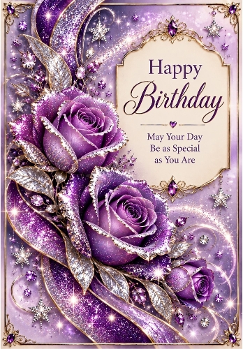 Purple Stardust - A4 Portrait Birthday Card Topper