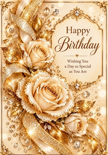 Golden Glitter Glow - A4 Portrait Birthday Card Topper