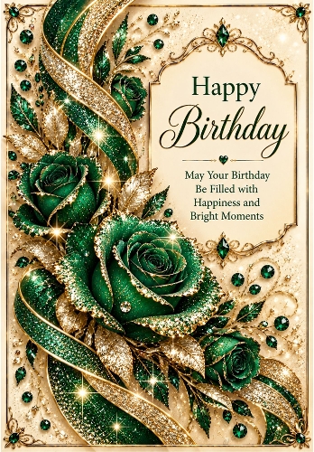 Emerald Shimmer - A4 Portrait Birthday Card Topper