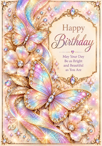 Opal Rainbow - A4 Portrait Birthday Card Topper