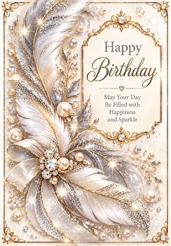 Silver Feather Dreams - A4 Portrait Birthday Card Topper