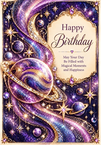 Glitter Galaxy - A4 Portrait Birthday Card Topper