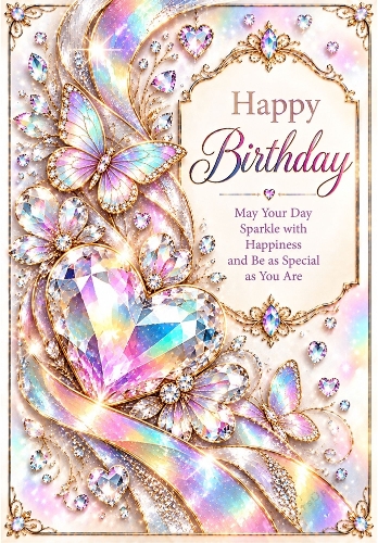 Holographic Wishes - A4 Portrait Birthday Card Topper