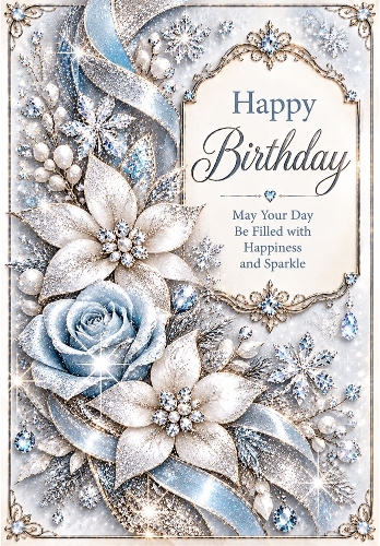 Frosted Silver - A4 Portrait Birthday Card Topper