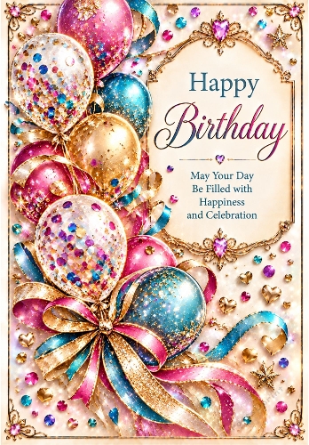 Confetti Celebration - A4 Portrait Birthday Card Topper