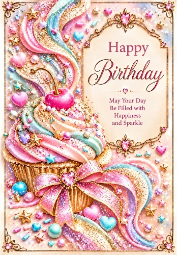 Sugar Sprinkle Sparkle - A4 Portrait Birthday Card Topper