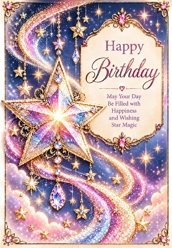 Wishing Star Magic - A4 Portrait Birthday Card Topper