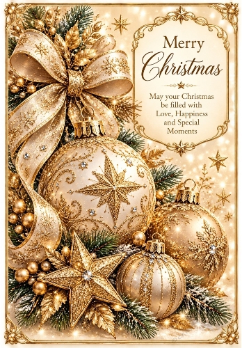 Golden Christmas Elegance - A4 Portrait Christmas Card Topper