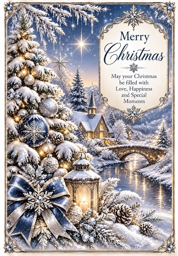 Winter Wonderland Glitter - A4 Portrait Christmas Card Topper