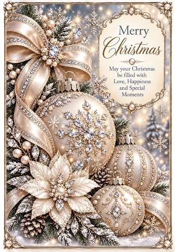Pearl and Diamond Christmas - A4 Portrait Christmas Card Topper