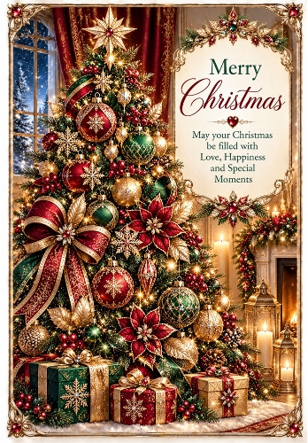  Enchanted Christmas Tree - A4 Portrait Christmas Card Topper