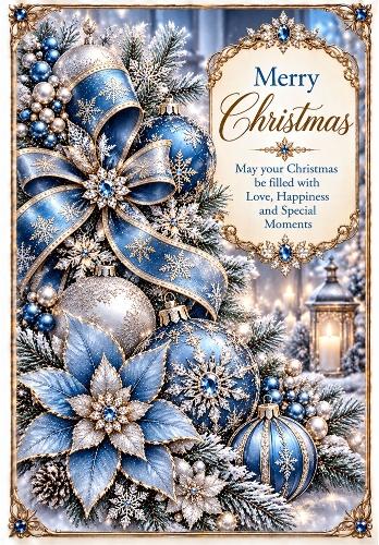 Frozen Blue Christmas - A4 Portrait Christmas Card Topper