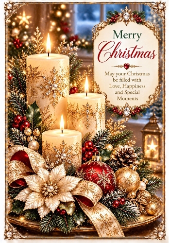 Christmas Candle Glow - A4 Portrait Christmas Card Topper
