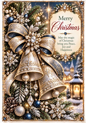 Silver Bells Of Christmas - A4 Portrait Christmas Card Topper