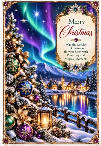 Aurora Christmas Magic - A4 Portrait Christmas Card Topper