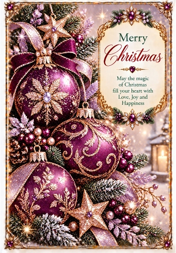 Sugar Plum Christmas - A4 Portrait Christmas Card Topper