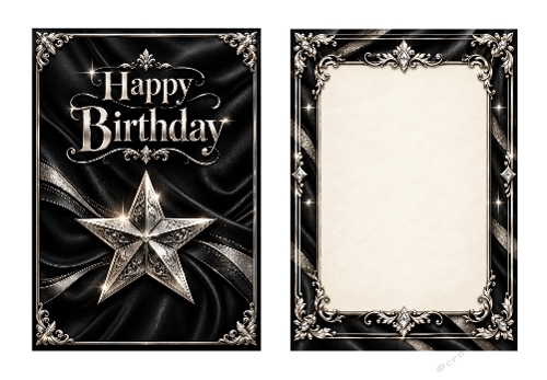 Black & Silver Luxury - Card Background And Matching Insert 5 X 7 Inch